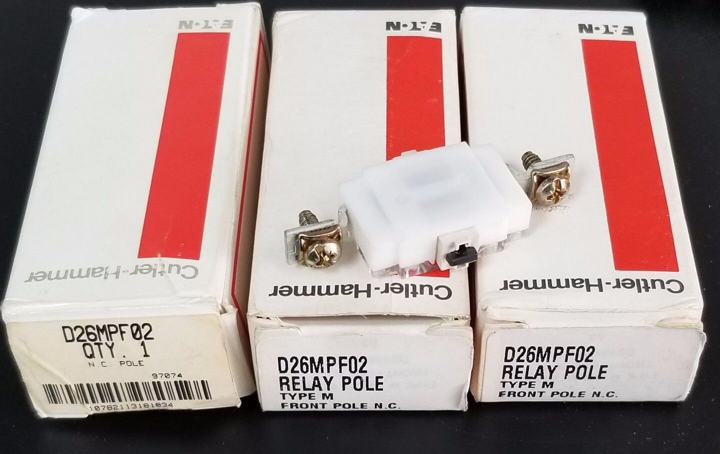 LOT OF 3 NIB EATON CUTLER-HAMMER D26MPF02 RELAY POLES TYPE M FRONT POLE N.C.