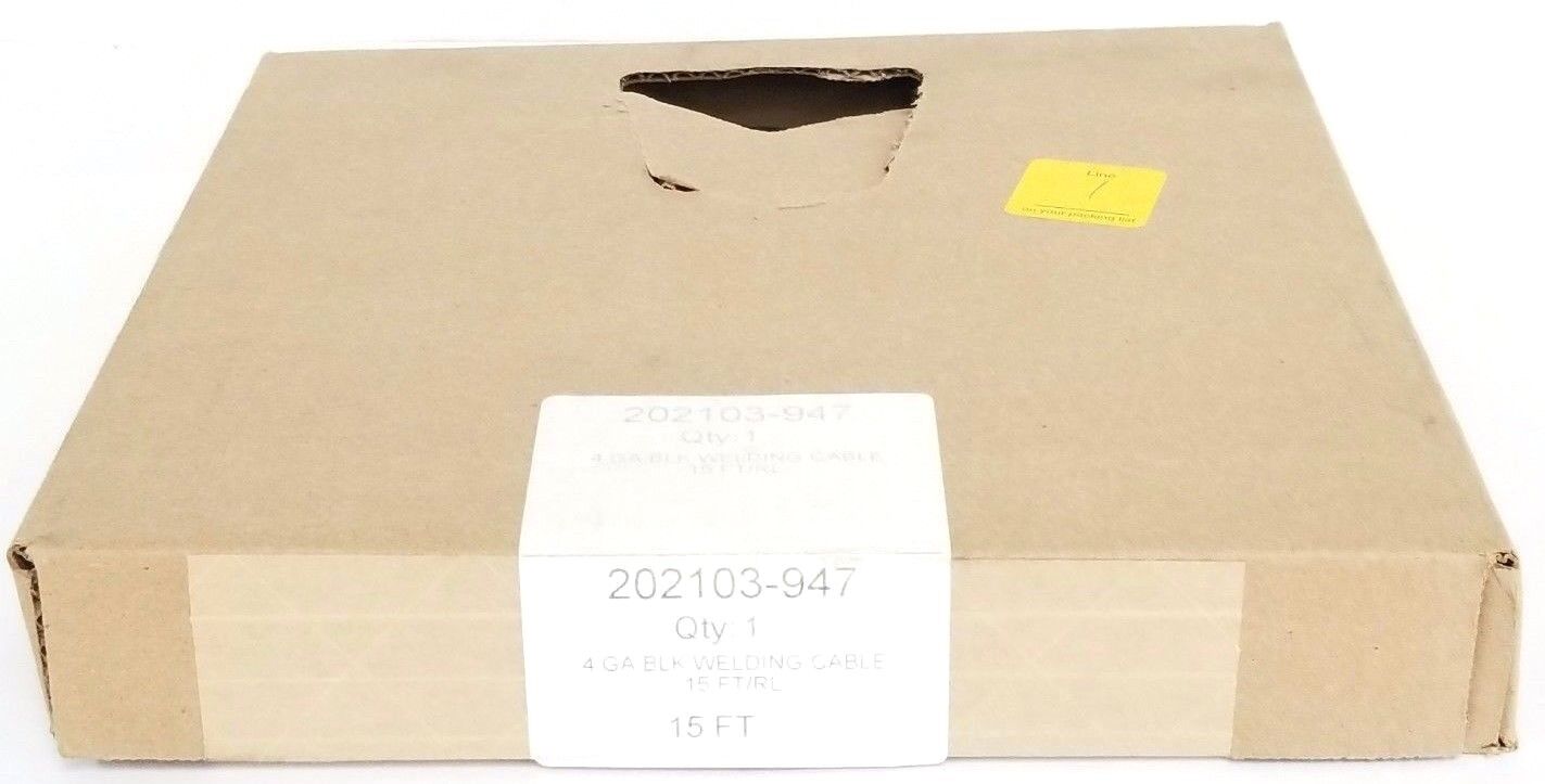 NIB 202103-947 WELDING CABLE 4 GA BLK 15FT/RL 600V, 202103947