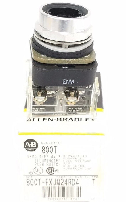 NIB ALLEN BRADLEY 800T-FXJQ24RD4, 2-POS. PUSHBUTTON 24V, SER. T (NO CAP)