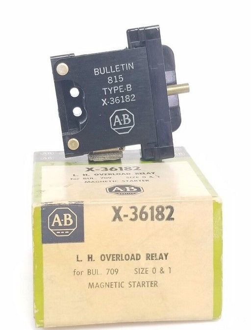 NIB ALLEN BRADLEY X-36182 L.H. OVERLOAD RELAY, X36182, SIZE 0 & 1