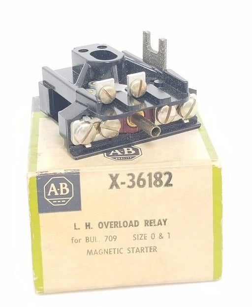 NIB ALLEN BRADLEY X-36182 L.H. OVERLOAD RELAY, X36182, SIZE 0 & 1