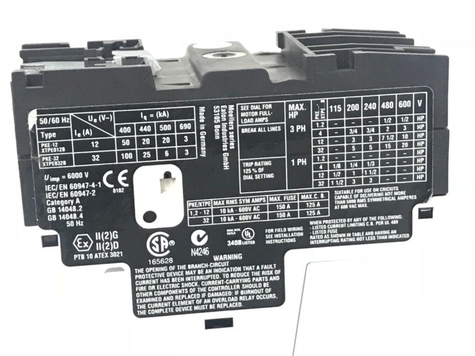 EATON PKE12-XTP012B CIRCUIT BREAKER W/ PKE-XTU-4 TRIP UNIT