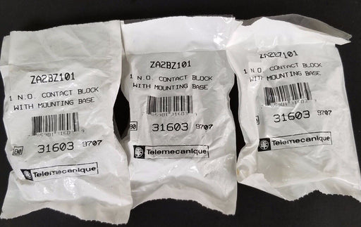 LOT OF 3 NEW TELEMECANIQUE ZA2BZ101 1 N.O. CONTACT BLOCKS WITH MOUNTING BASES
