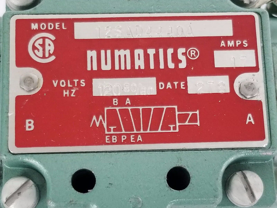 NUMATICS 12SAD4440A SOLENOID VALVE 0.17A, 120V, 50/60HZ