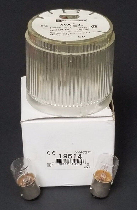 TELEMECANIQUE XVAC371 STACK LIGHT COVER 19514 W/ BULBS  *MISSING O-RING*
