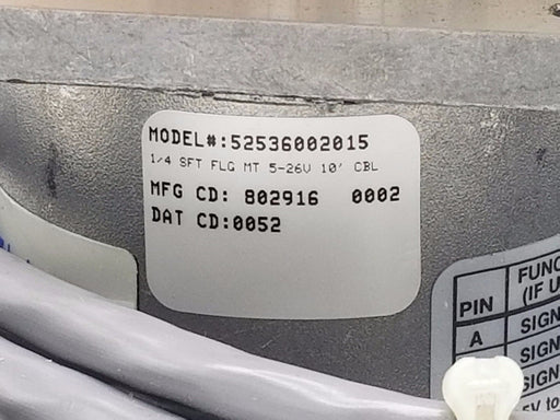 DANAHER CONTROLS DYNAPAR 52536002015 ENCODER 1/4 SFT FLG MT 50-26V 10' CBL