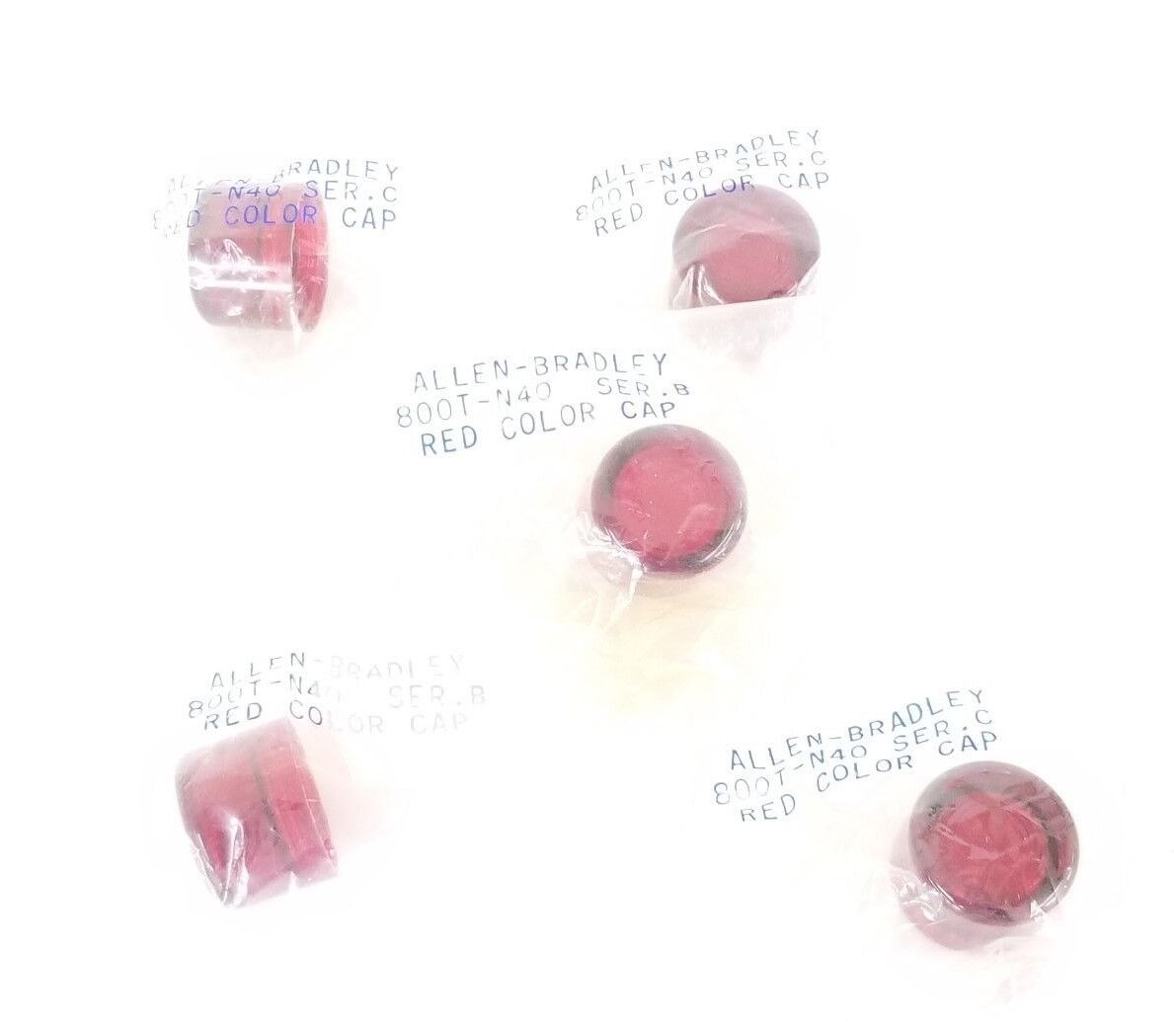 LOT OF 5 NEW ALLEN BRADLEY 800T-N40 RED COLOR CAPS SERIES C, 800TN40