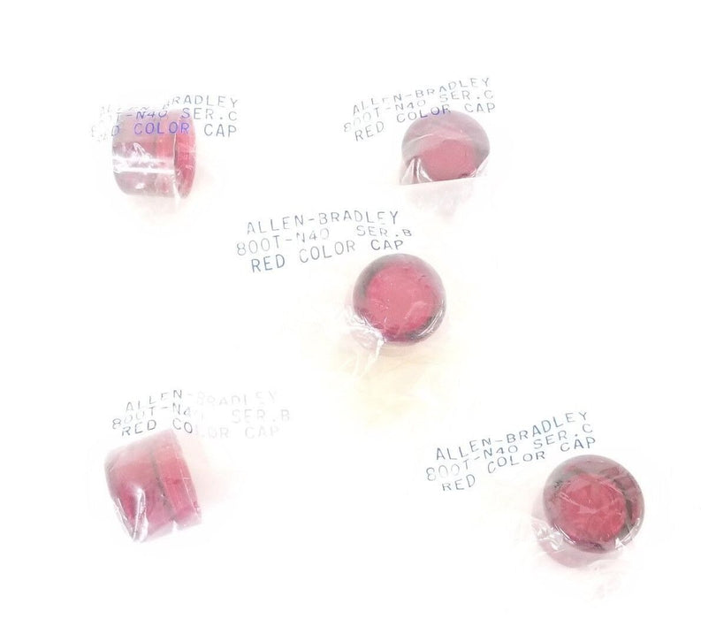 LOT OF 5 NEW ALLEN BRADLEY 800T-N40 RED COLOR CAPS SERIES C, 800TN40