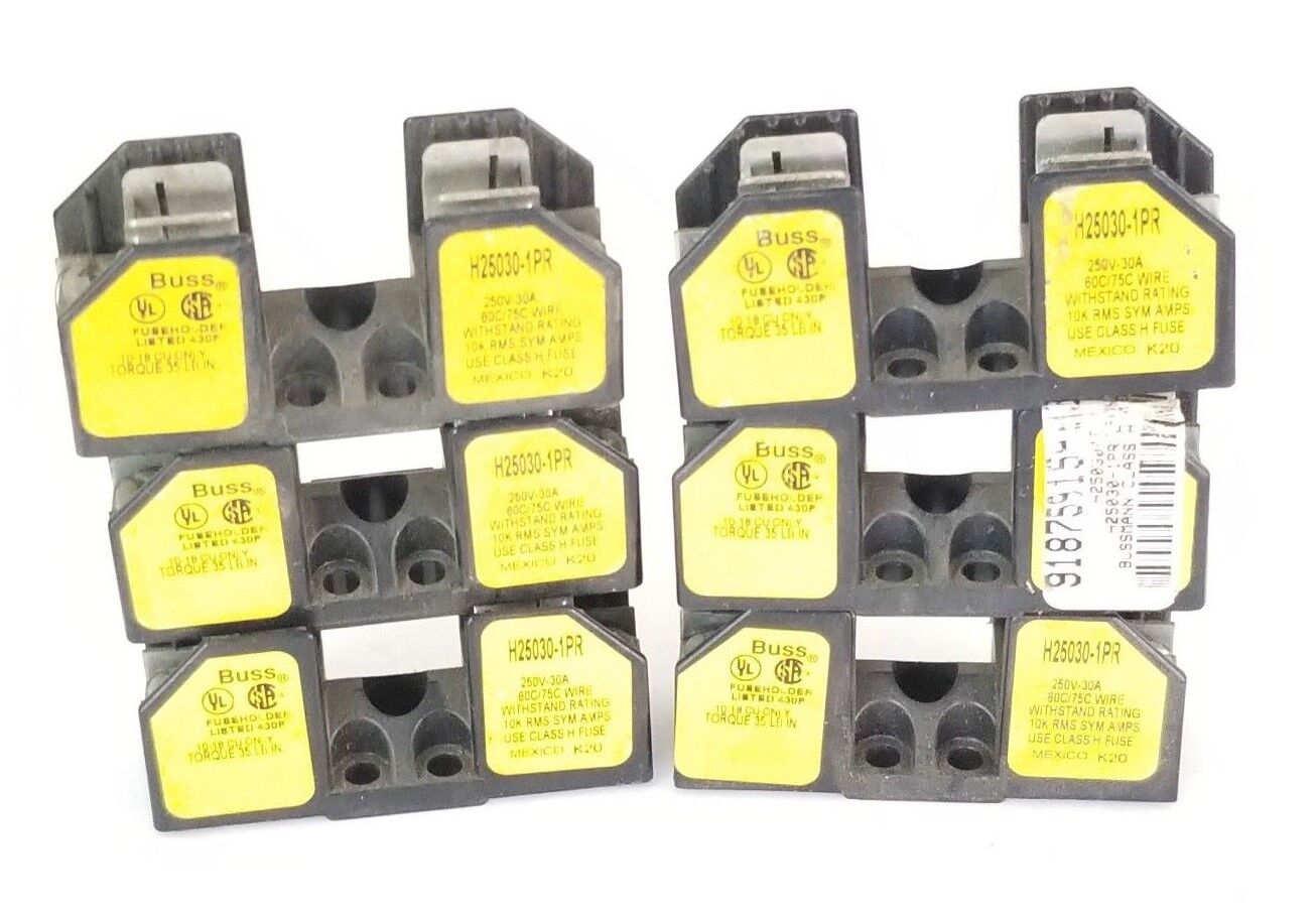 LOT OF 6 BUSSMANN H25030-1PR FUSE HOLDERS H250301PR