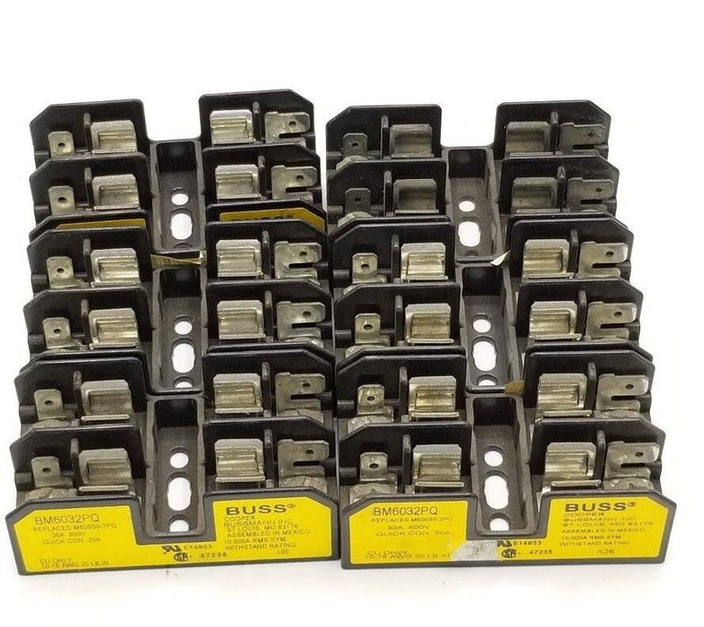 LOT OF 6 BUSS BM6032PQ FUSEHOLDERS, 30A, 250V, 2P