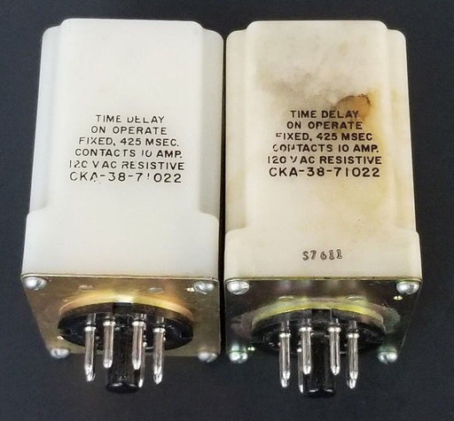 LOT OF 2 AMF POTTER & BRUMFIELD CKA-38-71022 TIME DELAY RELAY, 120V, CKA3871022