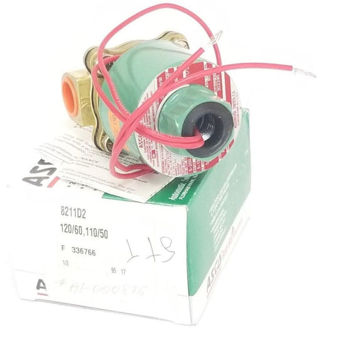 NIB ASCO RED-HAT 8211D2 SOLENOID VALVE 110/120V, 50/60HZ, 1/2" NPT, 6W, 302290