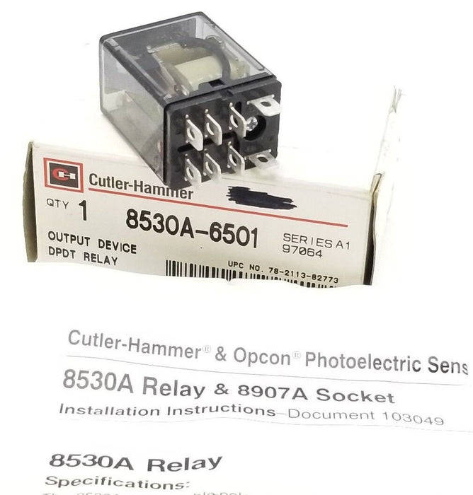 NIB CUTLER-HAMMER 8530A-6501 OUTPUT DEVICE DPDT RELAY, SER A1, 97064, 8530A6501