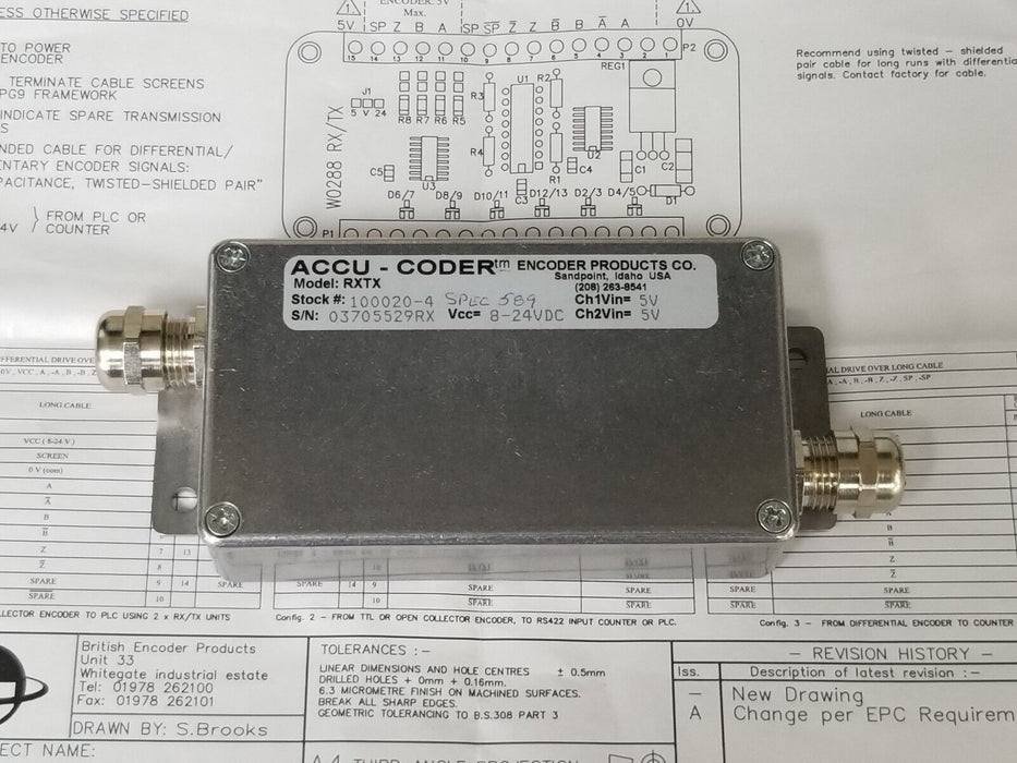 NIB ENCODER PRODUCTS ACCU-CODER 100020-4 RT/TX CONVERTER 8-24V, 1000204 SPEC 589