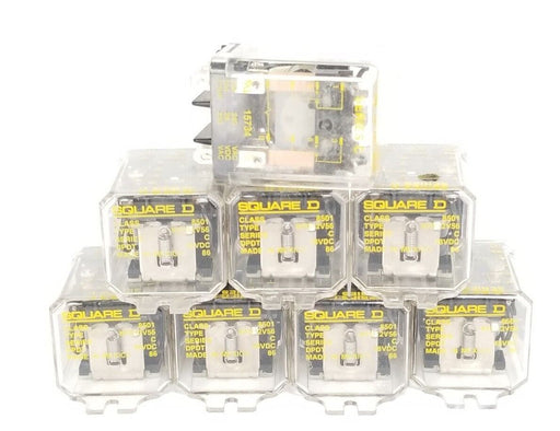 LOT OF 8 SQUARE D 8501-KFD12V56 RELAYS, SERIES C, 48VDC DPDT, 15734