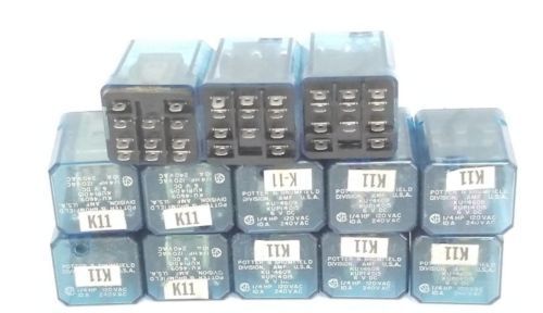 LOT OF 13 POTTER & BRUMFIELD KUP-14D15-6, KU-4609 RELAYS, 10A, 240VAC