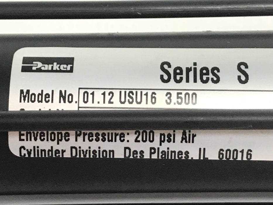NEW PARKER SERIES S 01.12 USU16 3.500 AIR CYLINDER 1-1/8" BORE 3-1/2" STROKE