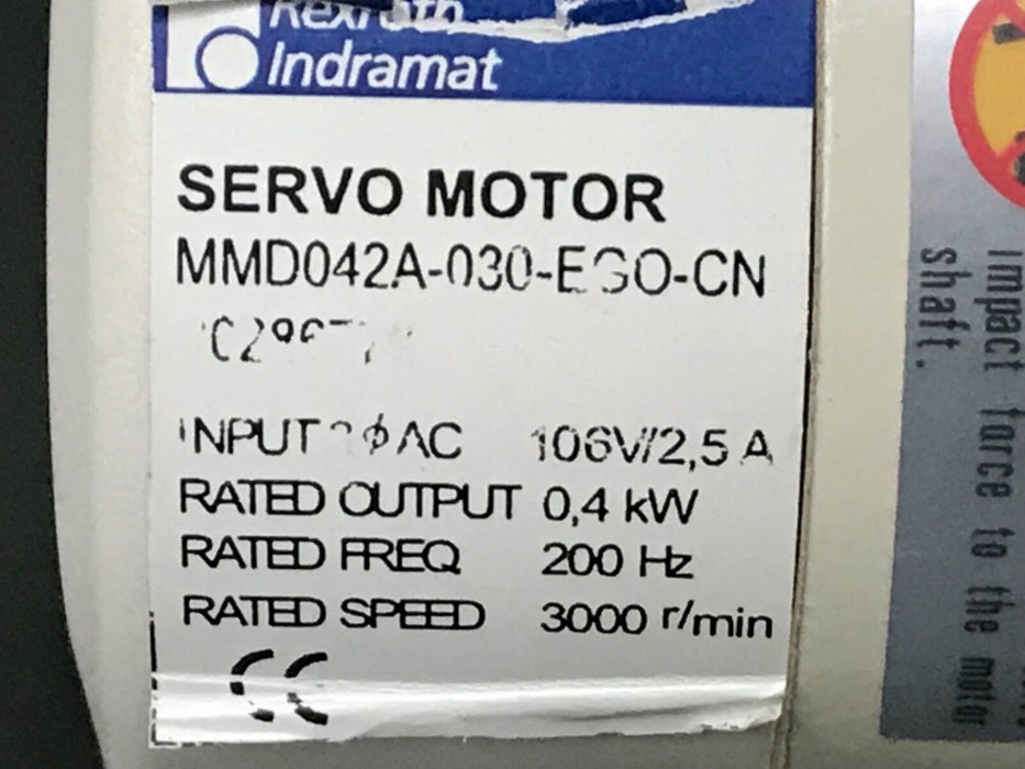 NEW REXROTH INDRAMAT R911286778 MMD042A-030-EGO-CN MMD SERVO MOTOR 106V/2.5A