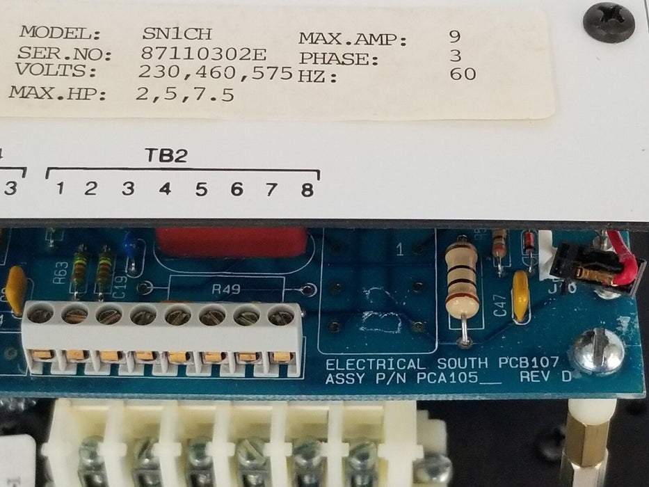 SOFTRON SN1CH SOFT START MOTOR CONTROL 9A, 3PH, 60HZ, 230/460/575V, 2/5/7.5HP