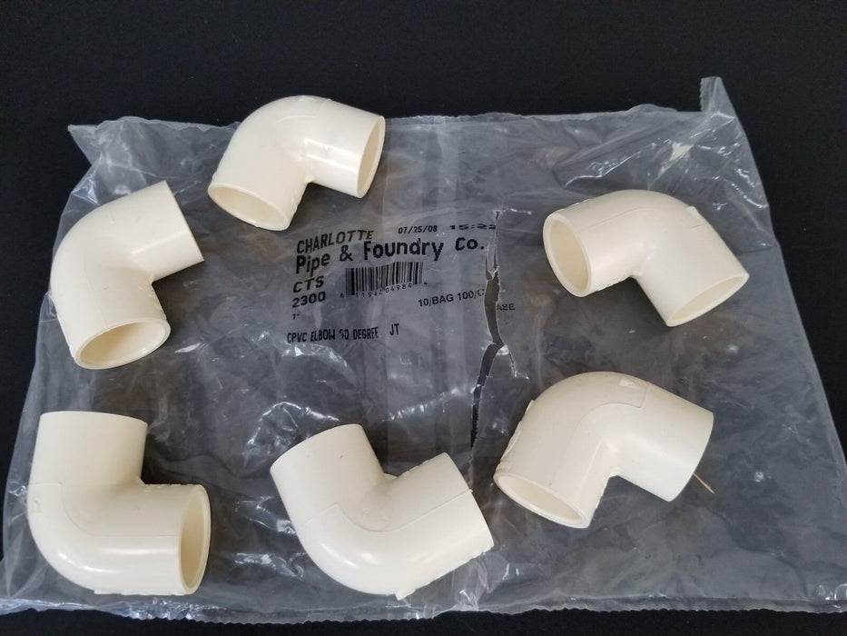 BAG OF 6 NEW CHARLOTTE CTS-2300 CPVC ELBOW 90 DEGREE FITTINGS CPVC-4120, D-2846