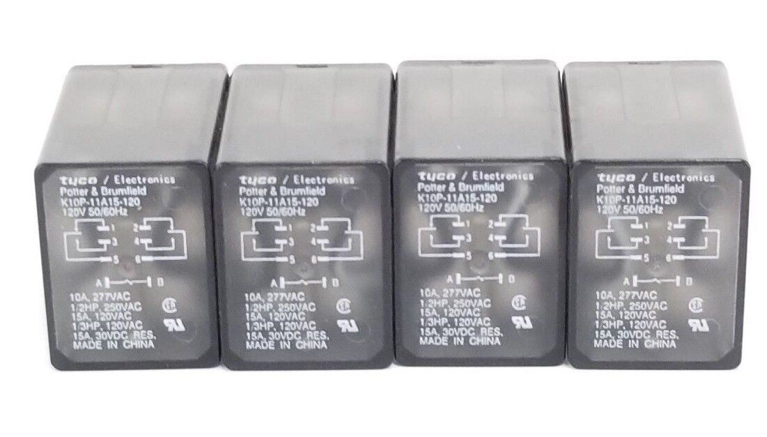 LOT OF 4 TYCO POTTER & BRUMFIELD K10P-11A15-120 RELAY 120V 50/60HZ K10P11A15120