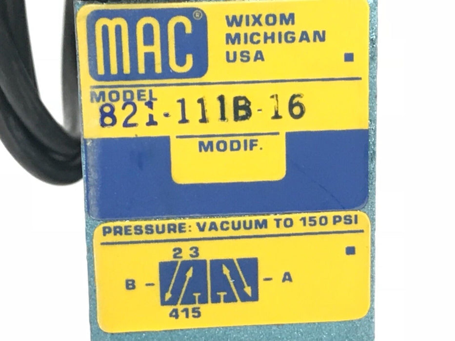 MAC VALVES 821-111B-16 SOLENOID VALVE ASSEMBLY 821111B16