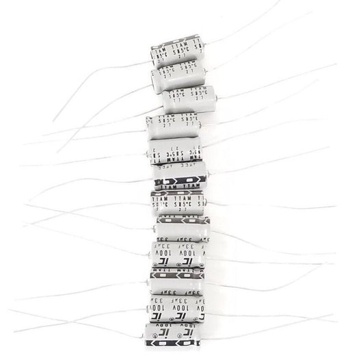 LOT OF 12 NEW ILLINOIS CAPACITOR TTAM AXIAL ELECTROLYTIC CAPACITORS 100V, 33uF