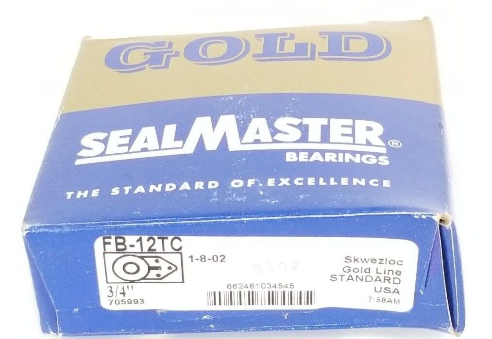 FACTORY SEALED SEALMASTER FB-12TC FLANGED BEARING, 3/4" BORE,  FB12TC