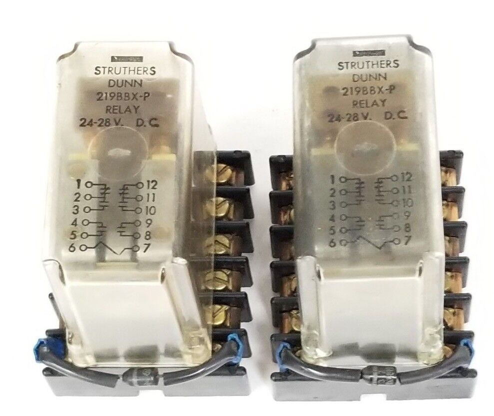 LOT OF 2 STRUTHERS DUNN 219BBX-P 24-28VDC RELAYS W/ SOCKETS