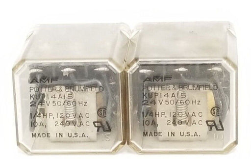LOT OF 2 AMF POTTER & BRUMFIELD KUP14A15 24V RELAYS KUP14A15-24