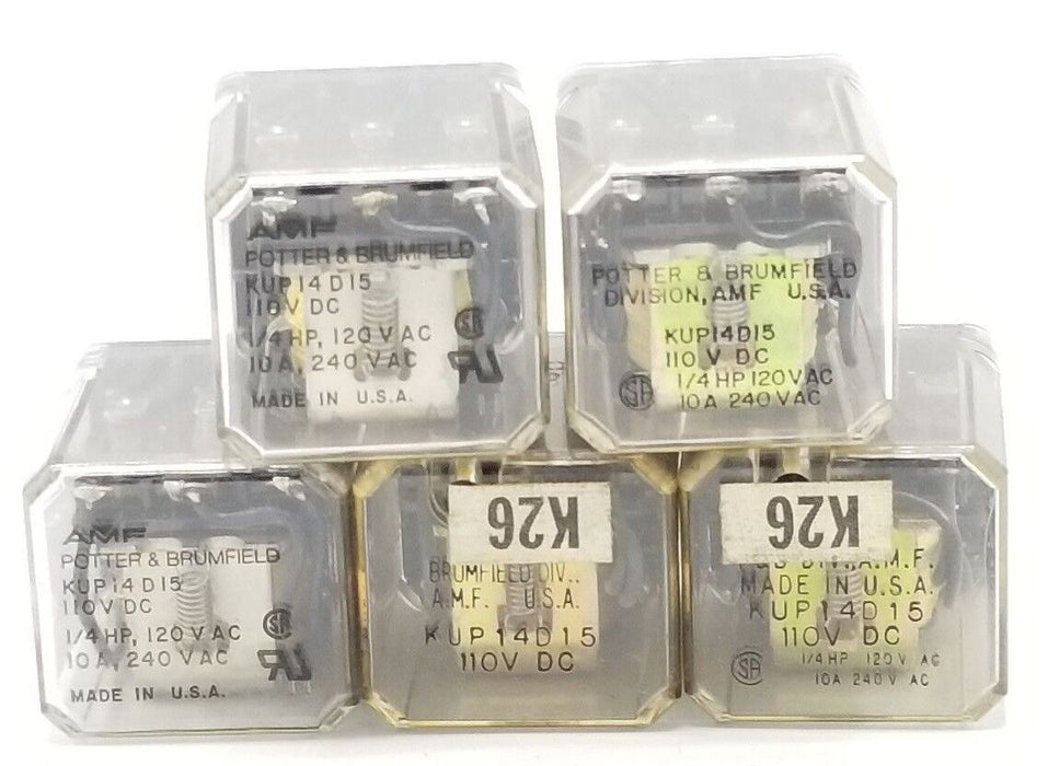 LOT OF 5 P&B KUP-14-D15 110VDC RELAYS RELAYS KUP14D15110