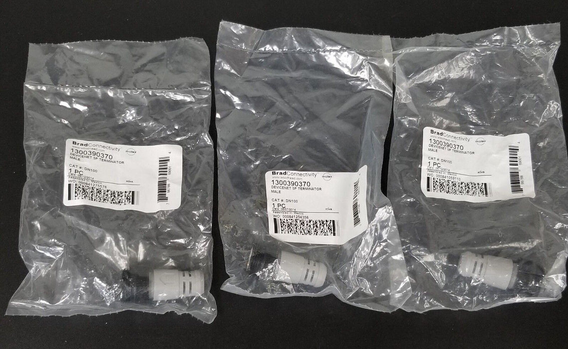 LOT OF 3 NEW BRAD CONNECTIVITY 1300390370 DEVICENET 5P MALE TERMINATORS DN100