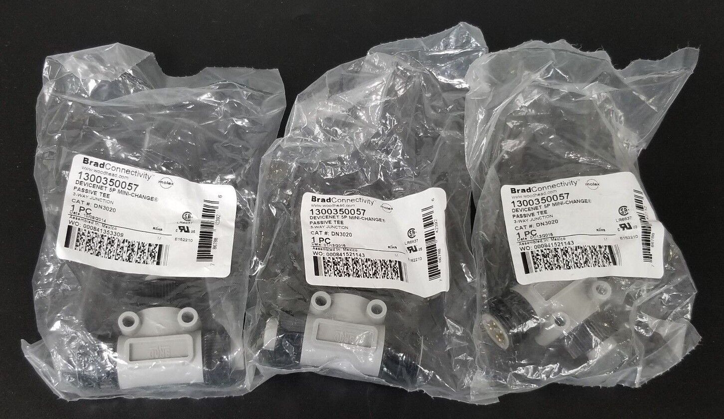 LOT OF 3 NEW BRAD CONNECTIVITY 1300350057 3-WAY PASSIVE TEES DN3020