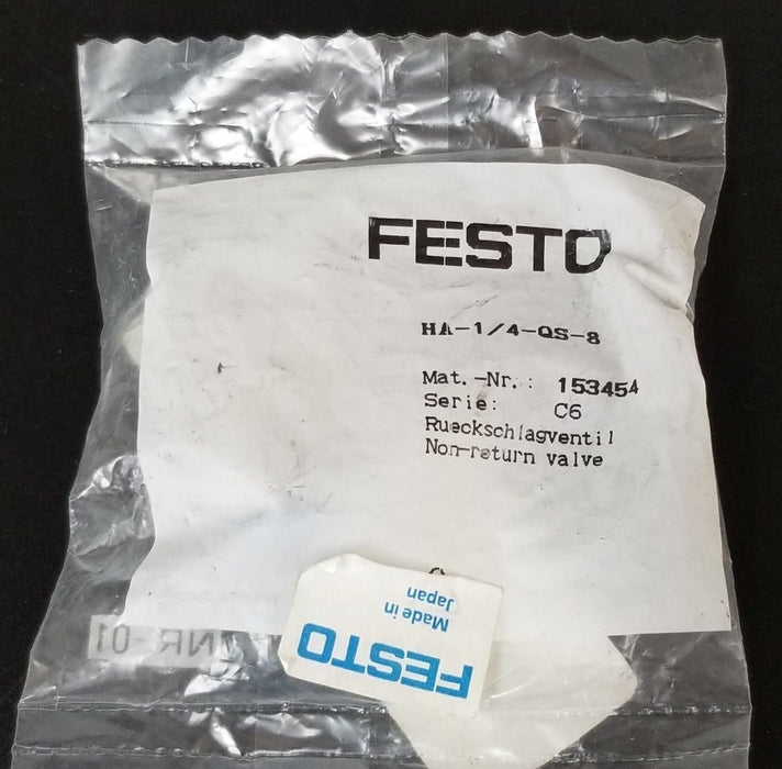 NEW FESTO HA-1/4-QS-8 (153454) CHECK VALVE SERIE: C6