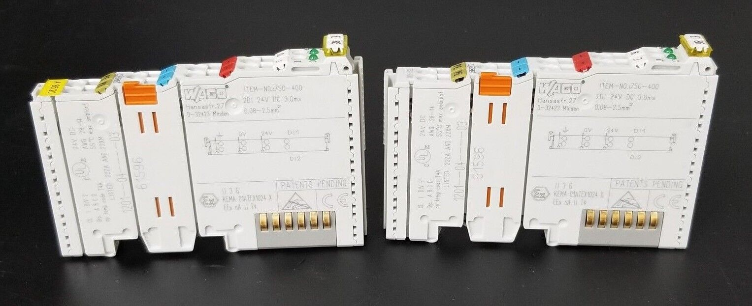 LOT OF 2 WAGO 750-400 2 CHAN IN 24VDC MODULES 750400
