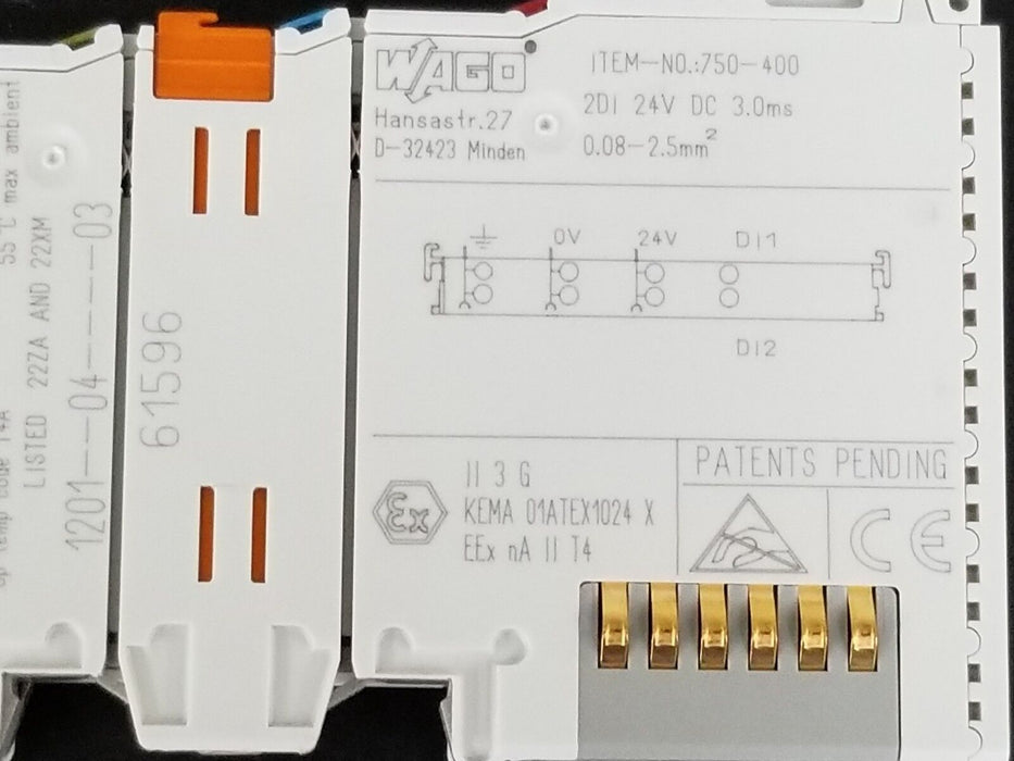LOT OF 2 WAGO 750-400 2 CHAN IN 24VDC MODULES 750400