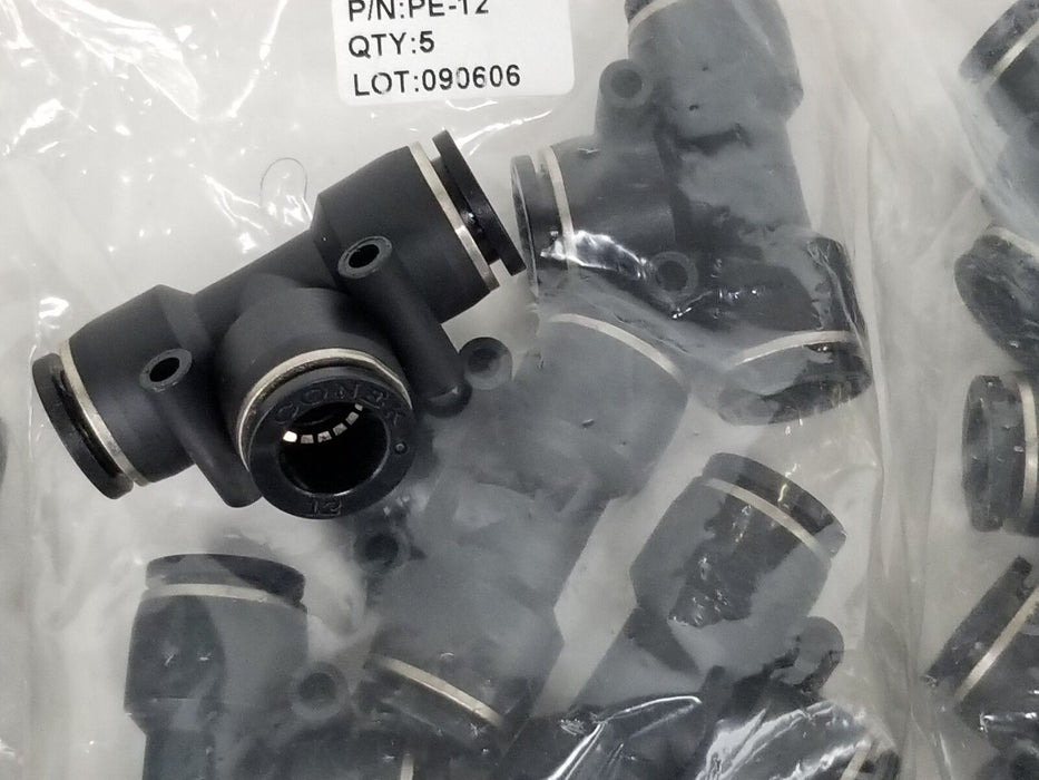 LOT OF 14 NEW PISCO PNEUMATICS PE-12 FITTINGS, TEE, 12MM, PE12