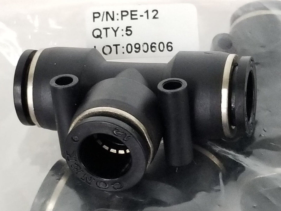 LOT OF 14 NEW PISCO PNEUMATICS PE-12 FITTINGS, TEE, 12MM, PE12