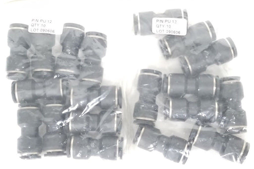 LOT OF 19 NEW PISCO PNEUMATICS PU-12 FITTINGS 12MM, STRAIGHT, PU12
