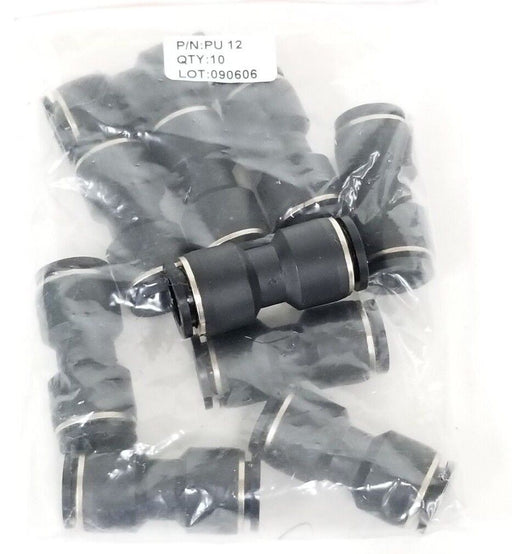 LOT OF 10 NEW PISCO PNEUMATICS PU-12 FITTINGS 12MM, STRAIGHT, PU12