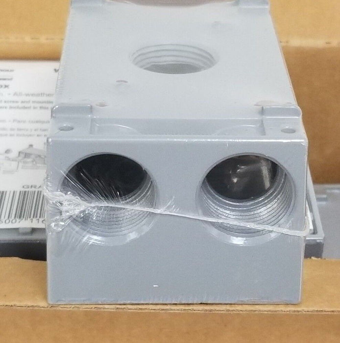 BOX OF 12 NEW PASS & SEYMOUR WPB35 ALL-WEATHER OUTLET BOXES, FIVE-HOLE, 3/4"