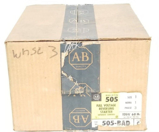 NIB ALLEN BRADLEY 505-BAD SER. C REVERSING STARTER SIZE 1, 505BAD, 120V