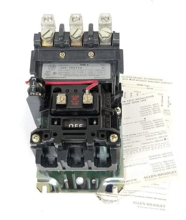 NIB ALLEN BRADLEY 500-COA93 AC CONTACTOR 3-POWER POLES SIZE 2 SER. A