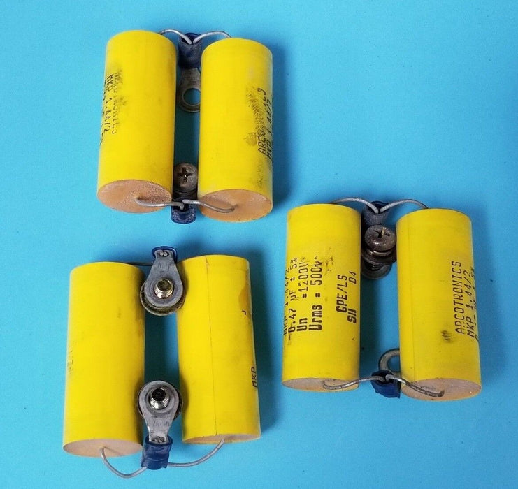 LOT OF 6 ARCOTRONICS MKP-1.44/2 CAPACITORS 0.47uF, 1200/500V, MKP1.44/2