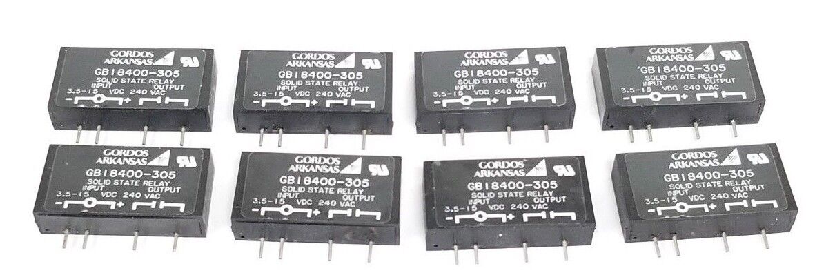LOT OF 8 GORDOS ARKANSAS GB18400-305 SOLID STATE RELAYS GB18400305, 240 VAC