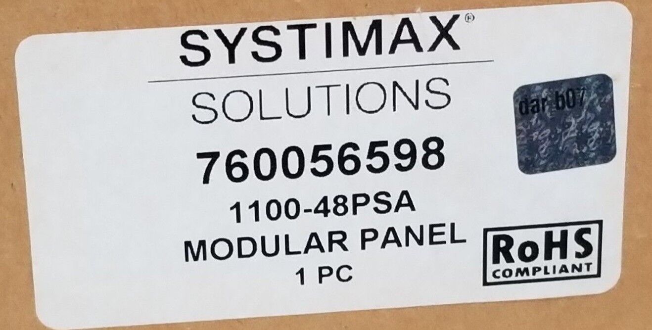 NIB COMMSCOPE SYSTIMAX 760056598 MODULAR PANEL 1100-48PSA