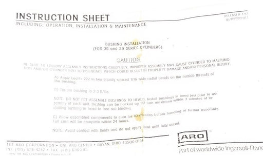 NEW ARO CORP. BUSHING KIT FOR 38 & 39 SERIES CYLINDERS