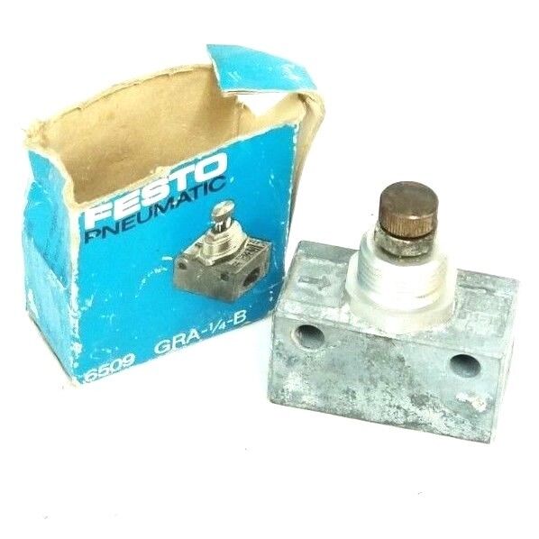 NIB FESTO PNEUMATIC GRA-1/4-B FLOW CONTROL VALVE 1 WAY 6509