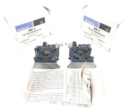 LOT OF 2 WESTINGHOUSE MW-11 TYPE MW OVERLOAD RELAYS