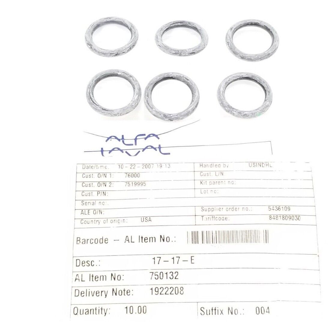 BAG OF 6 NEW ALFA LAVAL 750132 DIVERT VALVE O-RINGS 17-17-E